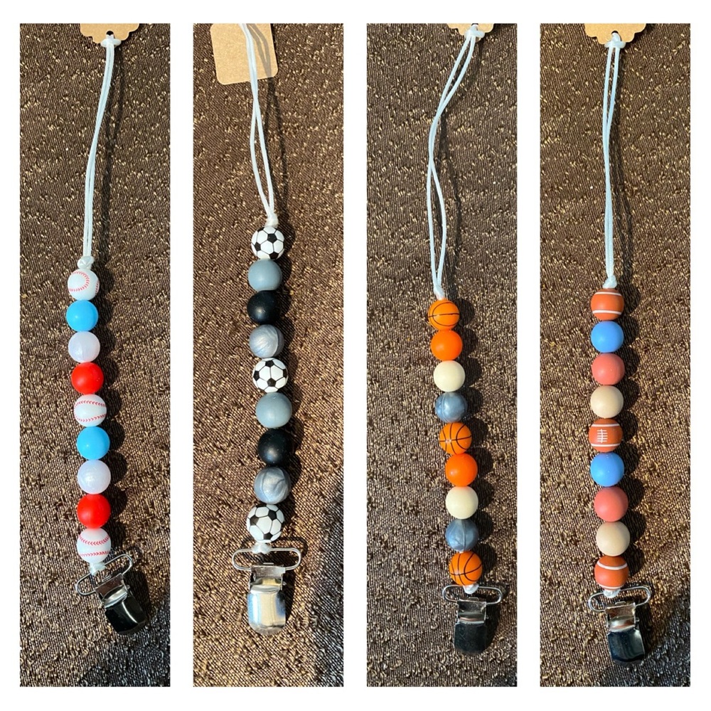 Sports Bead Kids Pacifier Clip